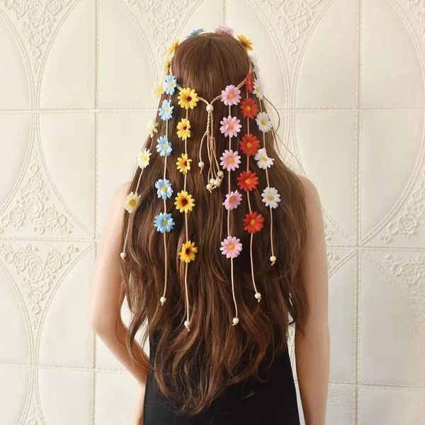 Abastecimento de festa 1pcs Lady Bohemian Flower Head Bandny Ethnic Small Daisy Hair Acessórios