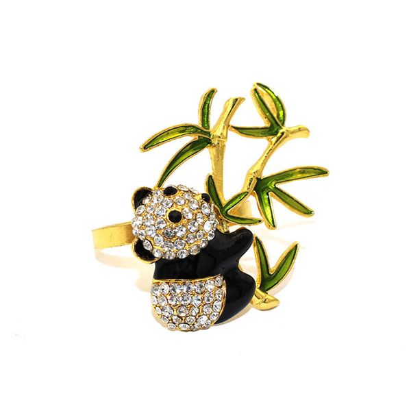 8pcs Cute Panda Bamboo Riceto tovagliolo anello di tovagliolo Rhinestone Ring per il matrimonio di San Valentino di Natale Ringraziamento Ringraziamento