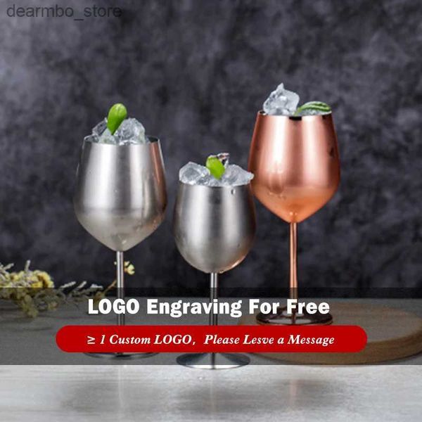 Weingläser kostenlos anpassen Edelstahl Rotwein Lass Saft Getränk Oblet Champane Advertisin Cup Weddin Party IFT Barware Tools L49