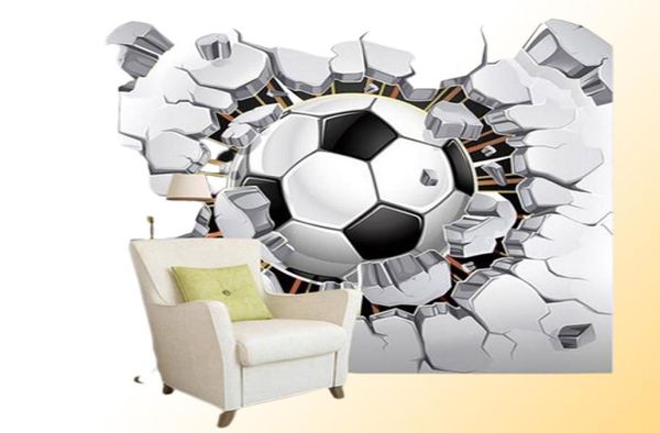 Пользовательские настенные обои 3D Soccer Sport Creative Art Art Wall Paintor