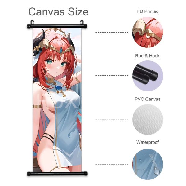 Anime Home Schlafzimmer Dekor Genshin Impact Keqing Badeanzug sexy Mädchen Wandgemälde Hangscroll Yae Miko Game Leinwand Druckbildplakat