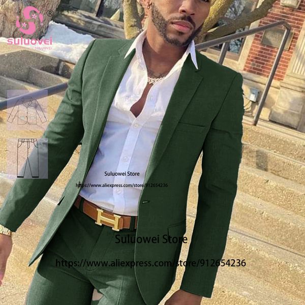 (Colore di dimensioni personalizzate) Summer African Wedding abiti per uomini Slimt fit 2 pezzi Pantaloni da sposa in costume da smoking Homme Pour Mariage