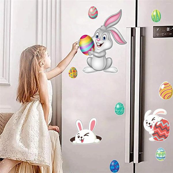 Adesivi a parete Pasqua EG G G Magnetic Frigorifero adesivo decorazione del cartone animato per vacanza rimovibile per la carta da parati decorazione per finestre