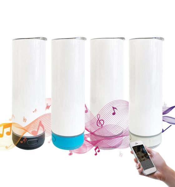 Сублимация 20 унций Bluetooth -динамик Tumbler Straight Tumbler Wireless интеллектуальные музыкальные чашки из нержавеющей стали умная бутылка с водой wit6768802