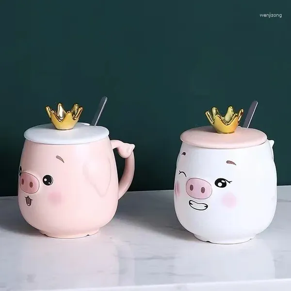 Becher Gold Krondeckel Keramik Tasse Schönes Schwein Geschenk Wasser Wasser