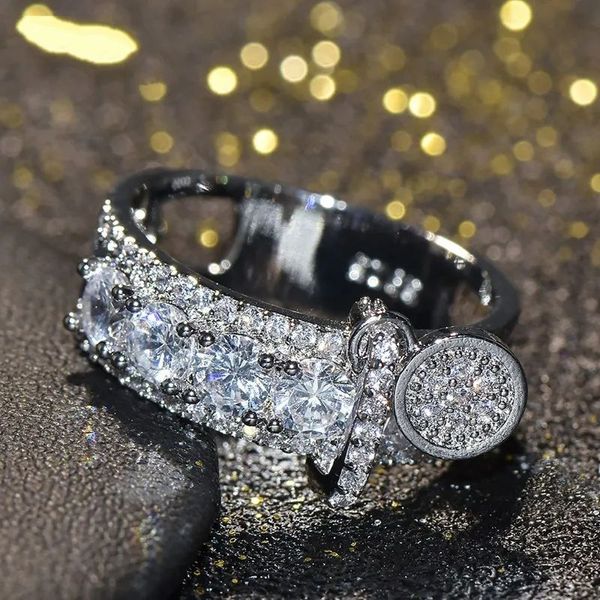 2024 Hot Sale Infinity brandneu 2019 Schmuck Sterling Sier Weiß klare Topaz CZ Diamond Key Women Wedding Vintage Band Ring