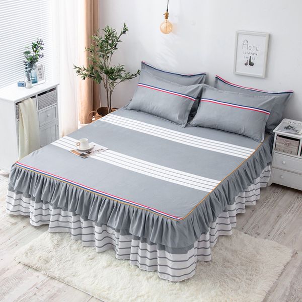 1PC Romantische Bettrock oder Kissenbezug Bettwäsche Schleifen Twill Weiche Betten König Queen Size Doppelschichtbett Rock Frühling Sommer Sommer