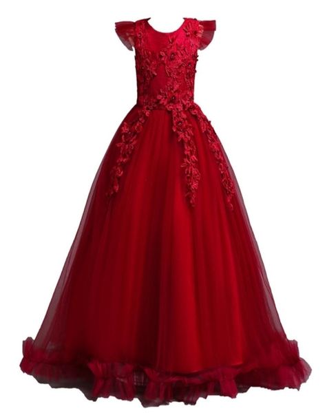 Yaz gelinlik 2019 Vestidos Çocuk Elbise Kızlar Giysileri İşlemeli Prenses Elbise 3 4 5 6 7 8 9 10 11 12 13 14 yıl 094721671