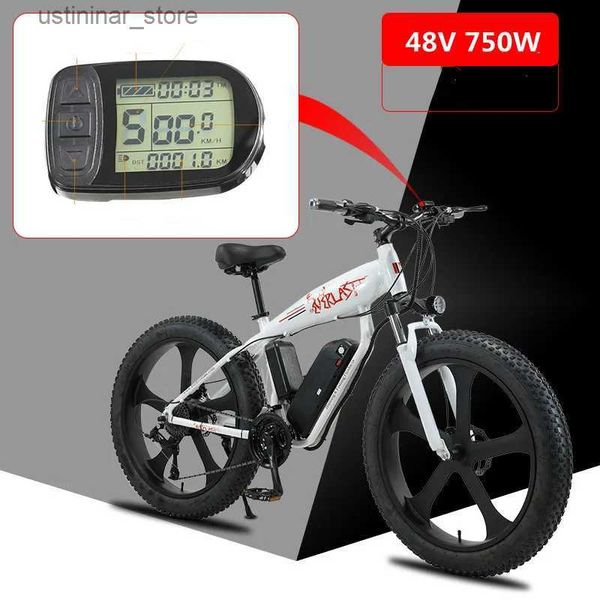 Motorräder Ride-Ons Aluminiumlegierung Elektrofahrrad Fettreifen Lithium-Batterie-Mountainbike 27 Geschwindigkeit 750 W 48 V 13AH Hai 26 Zoll L47