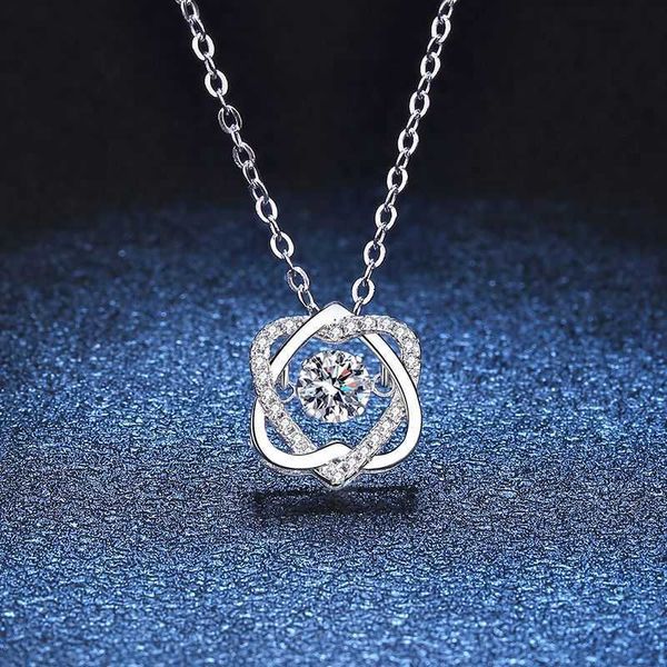 Sier Mossan S925 камень шесть заостренной звезды умная подвесная мода избивает сердечная костяная цепька самка Моссан Каменное ожерелье самка