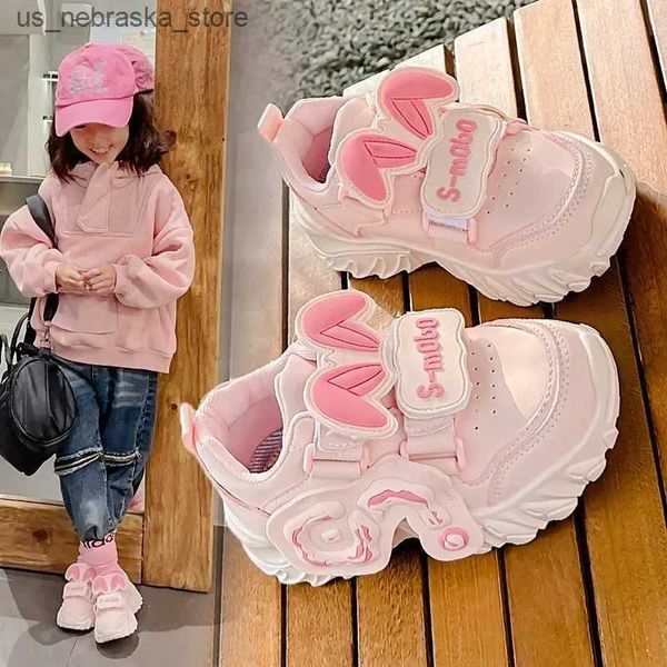 Turnschuhe Tenis Baby Schuh Rabbit Ohr Casual Sports Schuhe Junge für Mädchen Trend weicher Einzelpersonalisierter Frauenmarke Q240412