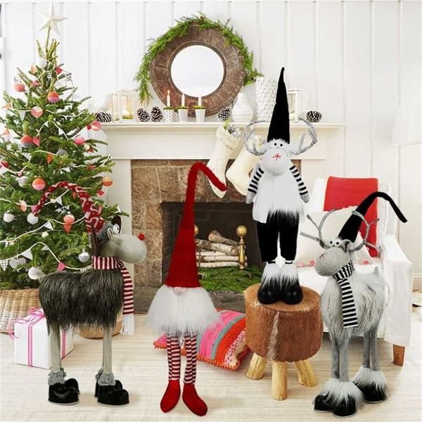 Gnomos de Natal Elk Doll Decoration Cute Decoration Plush Elf Decorações para decoração de casa interna presente de festa de Natal 211019329x