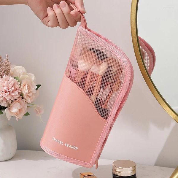 Sacos de armazenamento 1 PC Stand Bacha de cosméticos para mulheres Clear Zipper Makeup Travel Brush Holders Organizer higiente 2024