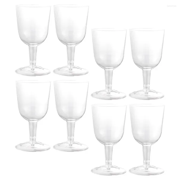 Copas descartáveis palhas 8 pcs de vidro de vidro de vidro flautas de casamento de vidro de copos vermelhas de cerveja