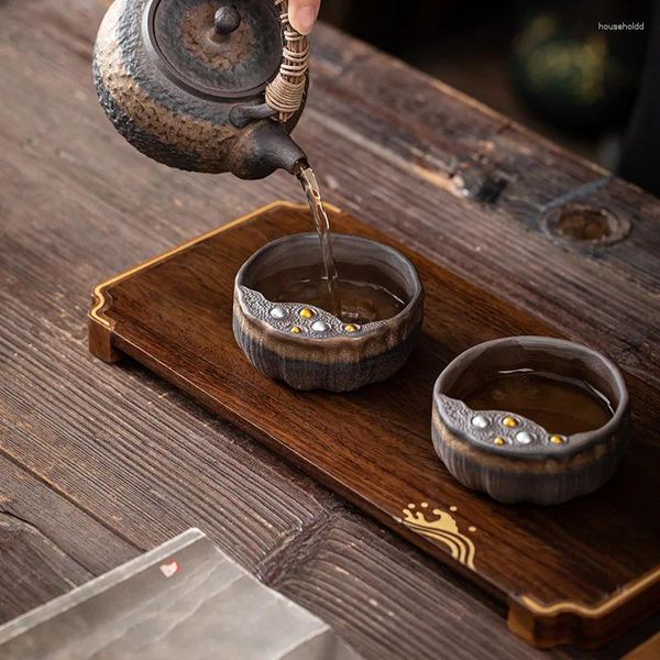 Teetassen Großer Lotus Samenpod Master Tasse Japanische im japanischen Stil handgefertigt vergoldete Eisenglaze Schüssel Keramik Teetasse Single