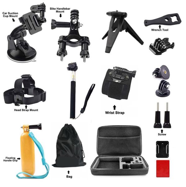 Kit de acessórios GoPro para a câmera Go Pro Camera Flutuating Grip Car Cup Cuplep Mount Strap for Action Camera Sports CDP Pro Car2516494