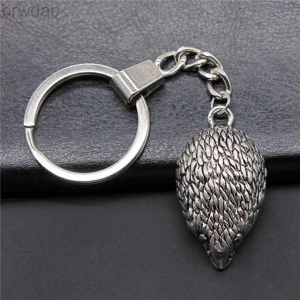 Schlüsselringe Vintage Antique Silber Farbe 40x21mm 3d Hedgehog Charms Anhänger DIY Men Auto Schlüsselanhänger Ringhalter Keyring Schmuck Geschenk 240412