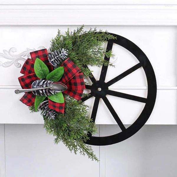 Fiori decorativi ghirlanda natalizio esterno interno ruota festosa a piazzolo bowknot cucchiaio pino decorazione da pino anteriore