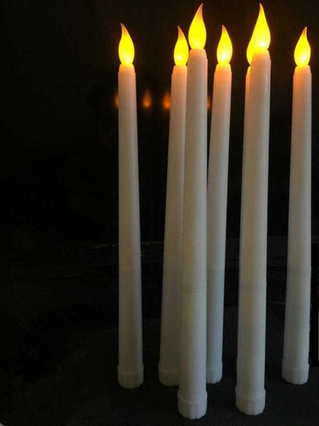 50pcs LED Batterie betrieben flackernde flammenlose Elfenbein -Taper Kerzenlampe Kerzenhochzeit Tisch Home Church Dekor 28cmh H8977198