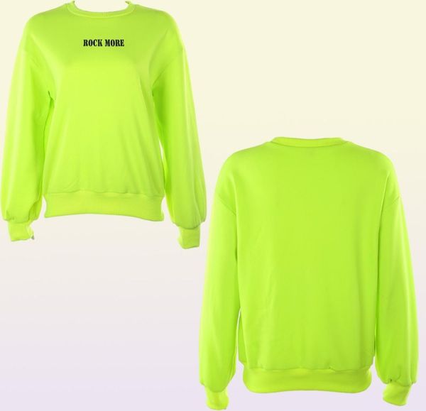 Darlingaga Streetwear Logo Neon Green Sweatshirt Letra de pulôver feminina imprimida Casual Sweatshirts Capuzes Kpop Roupas T24135911