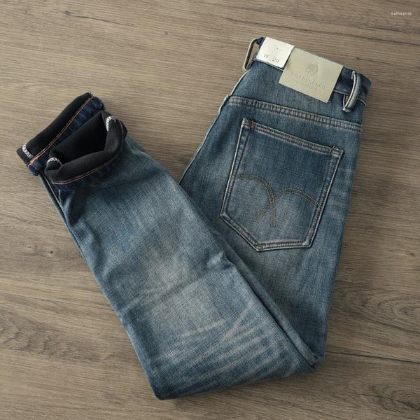 Herren Jeans Winter American Vintage plus vlies dickes, schwer gewaschene, um alte warme, lässige, gerade Beinhosen zu machen