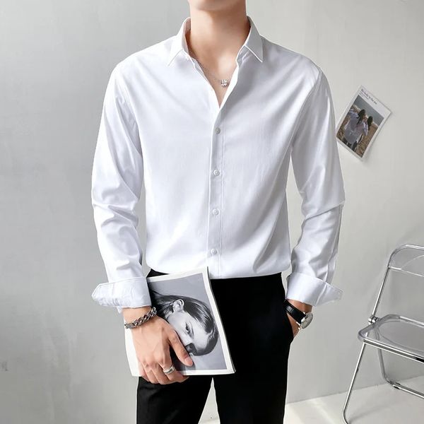camicie personalizzate per uomini fatti su misura per la moda casual slim fit camicie business uomini maniche lunghe in stile coreano abbigliamento s-xl 240402