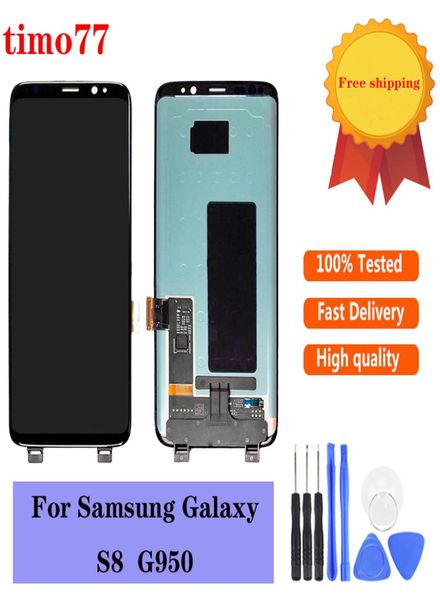 Pannelli LCD 100 testati originali Visualizzazione della parte del digitalizzatore del touch screen per Samsung Galaxy S8 G950 G950A G950F G950T G950V2864328