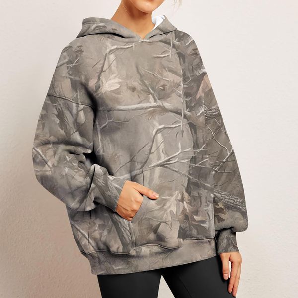 Women's Camo Hoodie Maple Leaf Stampa giacche di grandi dimensioni con cappuccio con cappuccio da donna con cappuccio con cerniera lunga zip