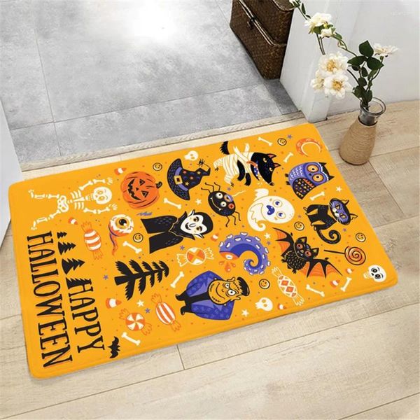 Carpets HX Halloween capacho interno de cartoon Horror Character Killer 3D Flanela estampada Flanela não deslizamento Tapete da área de tapete