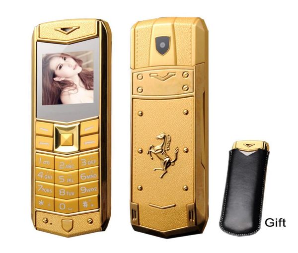 Phones celulares super luxuosos desbloqueados para homem Mulheres Dual SIM Cartão mp3 Câmera Metal Frame Metal Aço inoxidável celular Case6672491