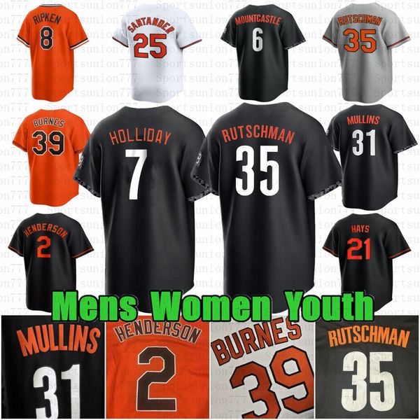 7 Jackson Holliday Custom Adley Rutschman Maglie da baseball Cedric Mullins Baltimora Ryan Mountcastle Oriole Gunnar Henderson Cal Ripken Austin Hays Corbin Burnes