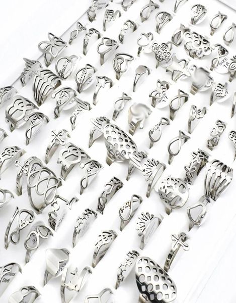 20 peças/lote pequeno mistura anéis de aço inoxidável para mulheres musica Butterfly Flower Charm de amor Letter Ring Lotes Bulk1659158