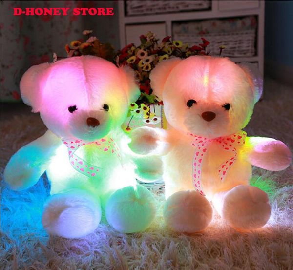 2020 Alta qualidade LED Night Light Luminous Bear fofo Shining Bear Plush Toys Baby Toys Gifts Valentines3564880