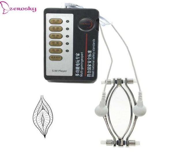 Auult Torture Clitoris labbra di morsetto Pussy Bramp Sex Toy per donne BDSM Bondage Labia Clip con set di elettro shock P08168347803