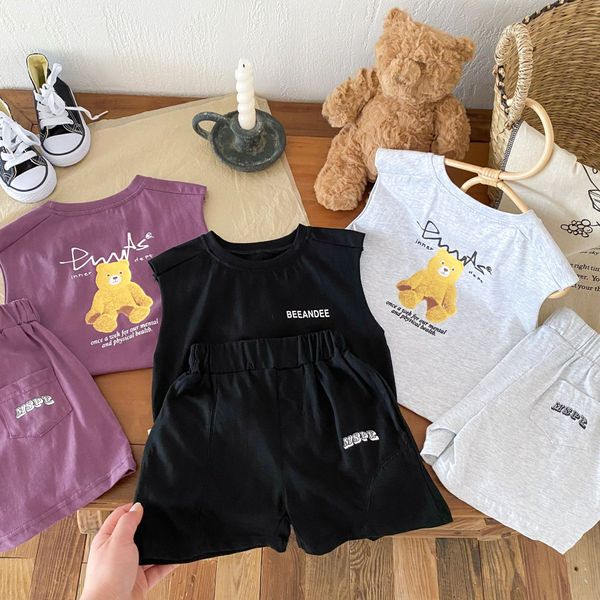 Kinder Kleidung Sets Kleinkind Kurzarm T-Shirts Shorts Cartoon Sommerbrief gedruckt T-Shirts Hosen Jungen Mädchen Kinder Jugend zwei-teilige Anzüge