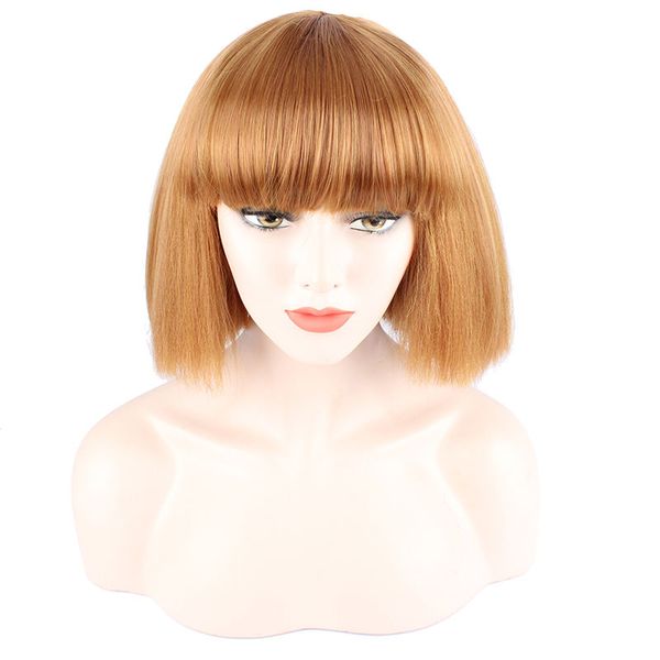 Golden kurz gerade Haare Fashion Lady sexy natürliche flauschige Rolle spielen Perücke synthetische kurze Haare Bob Kurzhaar ideal für tägliche Arbeitsparty Cosplay