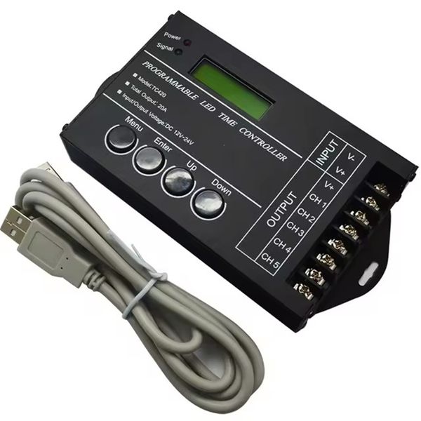 Programmierbarer TC420 LED -Zeitcontroller 5 Kanäle Common Anode DC12/24V 5Channel Ausgang 20A LED -Controller für Aquariumlicht