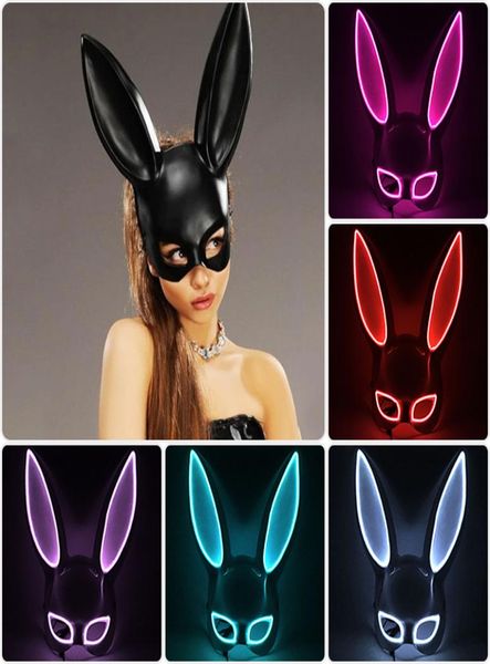 Carnaval El Wire Bunny Masque Máscara de máscara liderada Rabbit Night Club Feminino Para festa de casamento de aniversário 2207152537381