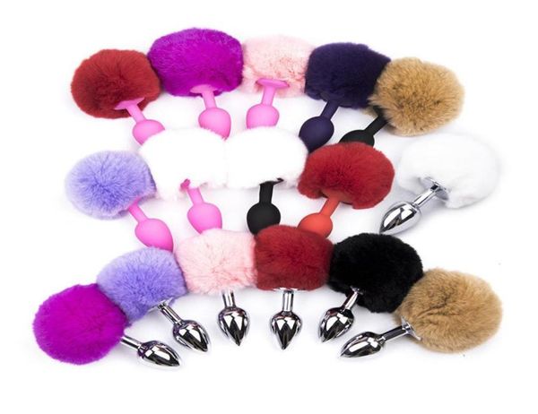 Massaggio silicone anale spina peluche coda di coniglio perline lisce tappelle in testa al massaggio giocattoli sessuali adulti per uomini donne gay ditata2480311