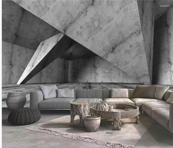 Обои красивые пейзажи Трехмерная цементная доска специальная форма здания 3D Фоновая стена