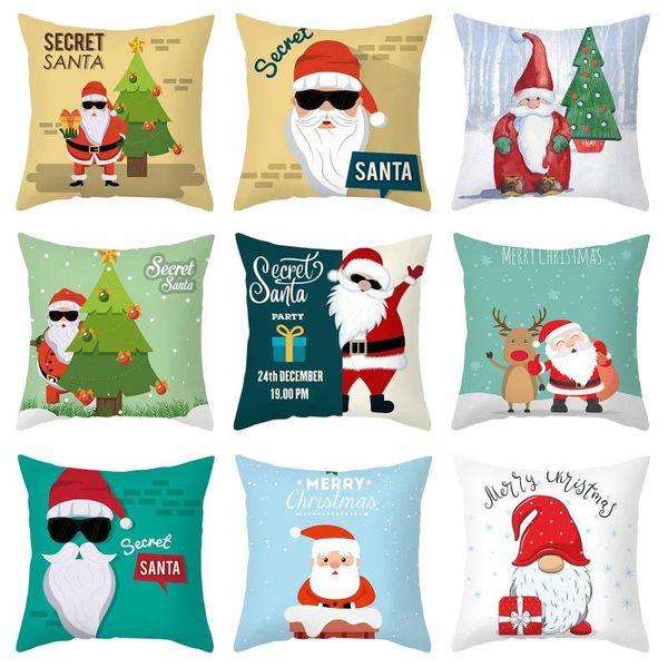 Kissen Weihnachten Weihnachtsmann -Claus Muster 45x45 cm Baumwollwäsche Wurf Cover Home Decorative Kissenbezug Jahr 2024 Navidad
