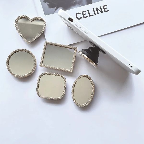 Ins Bling Hearts Flowers Mirror Extend Phone Stand для iPhone Samsung Huawei Xiaomi Universal Finger Cring Crack Grip Holderfor Mirror Extend Stand