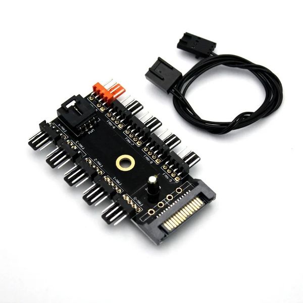 Lüfter Nabe 1 bis 8 3Pin PWM Sata Molex Splitter PC Mining -Kabel 12V Power Supply Kühlgeschwindigkeitskontroller 4Pin/SATA -Adapter