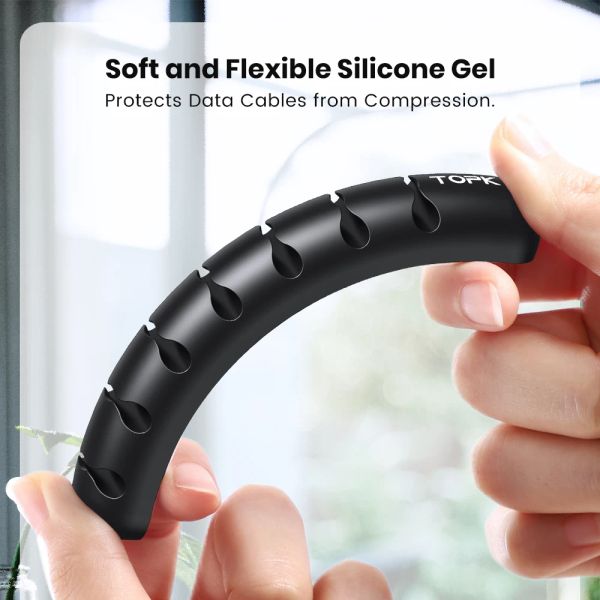Topk Cable Organizer Porta di gestione del filo Flexibile Avvolgile USB Clip in silicone in ordine per la protezione per aurico