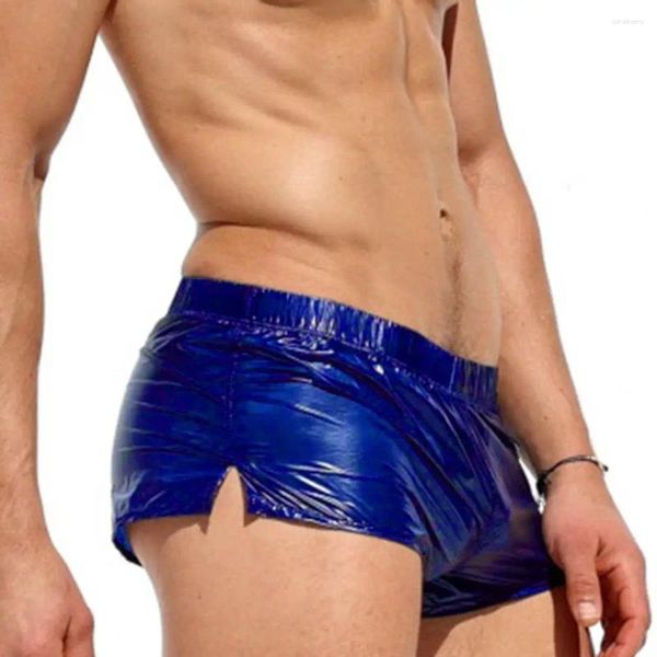 Underpants Mens Glossy nuoto tronchi pantaloncini a basso aumento di colore solido slim fit slit slition vacation beach bilia