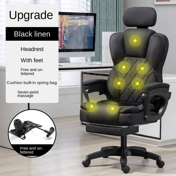 Ergonomischer Boss -Stuhl mit Hanf PU Lederlicht Luxus Ästhetik Liegender Bürostuhl für lange sitzende rotierende Hebesitz