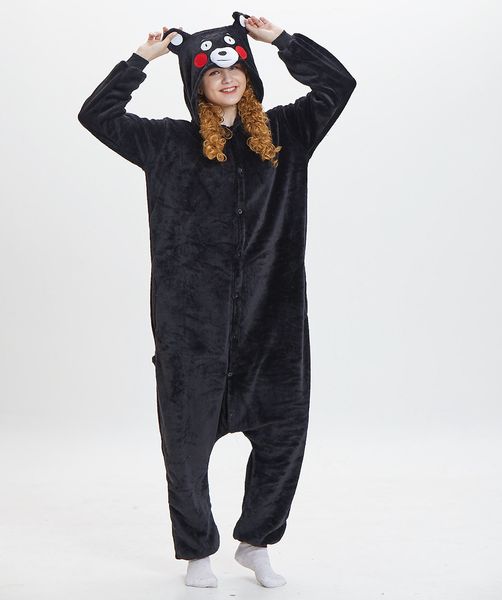 Orso nero in flanella da donna da donna Kigurumi Pigia da animale per i costumi anime saltioni invernali inverno tute turisce S-XL S-XL