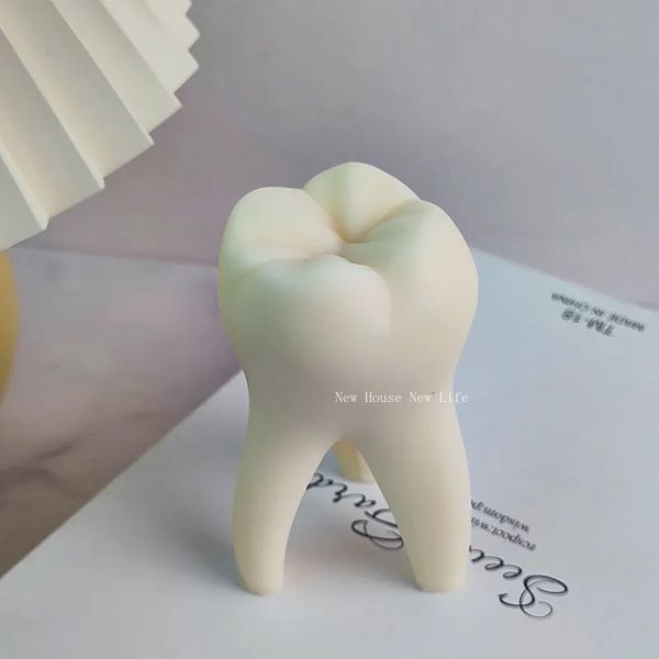 Stampo di candele in silicone a forma di grande forma da dente divertente dentale fai da te in resina epossidica sapone epossidico che cuoci la muffa ghiacciata art deco denti doni ornali