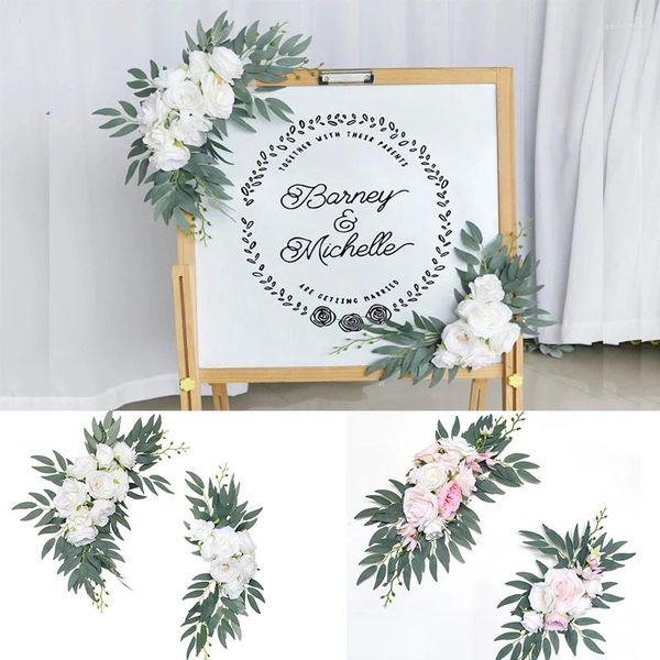 Flores decorativas 2pc Kit de arco de casamento artificial boho rosa rosa rosa eucalipto de guirlanda de guirlanda para decoração Sinal de boas -vindas