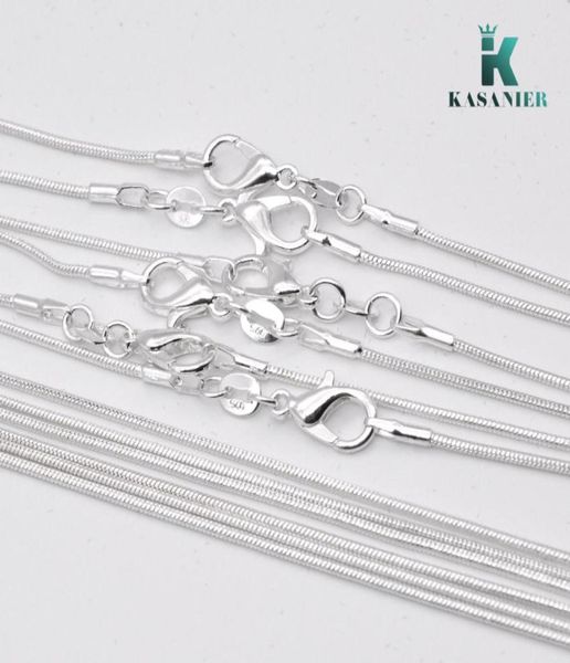 Kasanier 10 PCs Frete grátis Jóias de moda por atacado 925 Colar de jóias de prata 1 mm Colar de corrente + 925 fecho de lagosta 5649141